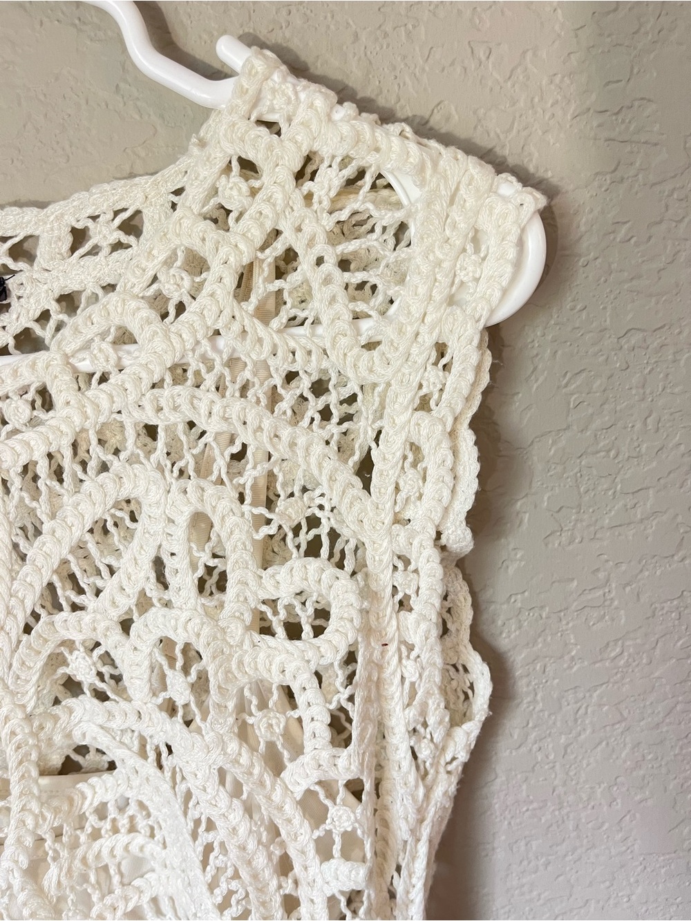 BCBGMAXAZRIA Beti Crochet Dress XXS Gardenia Ivory Boho Bridal Beach Mini - Picture 4 of 10